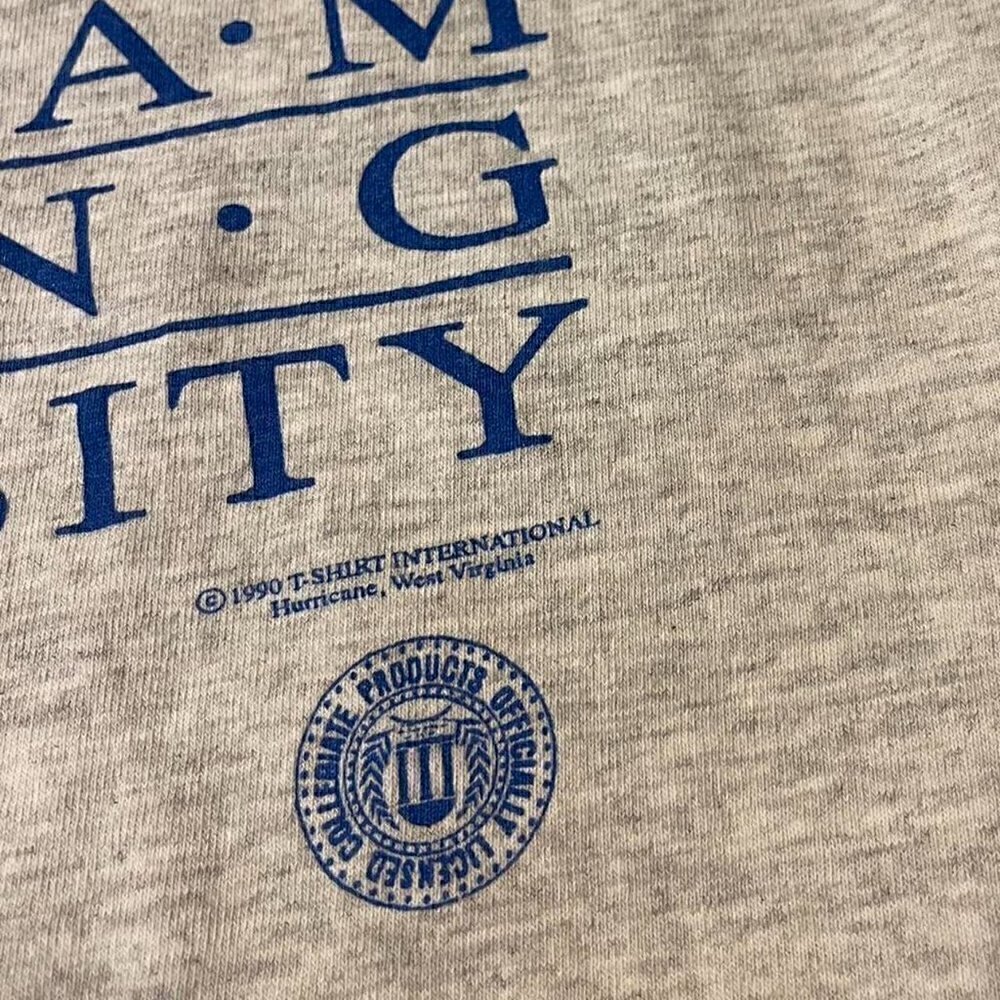 Vintage SINGLE STITCH BYU Cougars NCAA college t shirt gray blue rare grail L - Picture 5 of 9